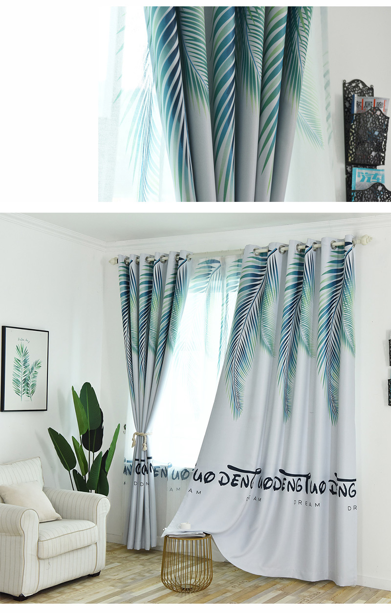 カーテン オーダーカーテン 遮光遮熱 植物柄 リビング 寝室 北欧風(1枚)