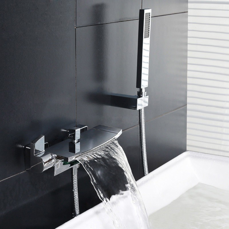 浴室シャワー水栓 バス水栓 ハンドシャワー 混合水栓 水道蛇口 風呂用 クロム/黒色