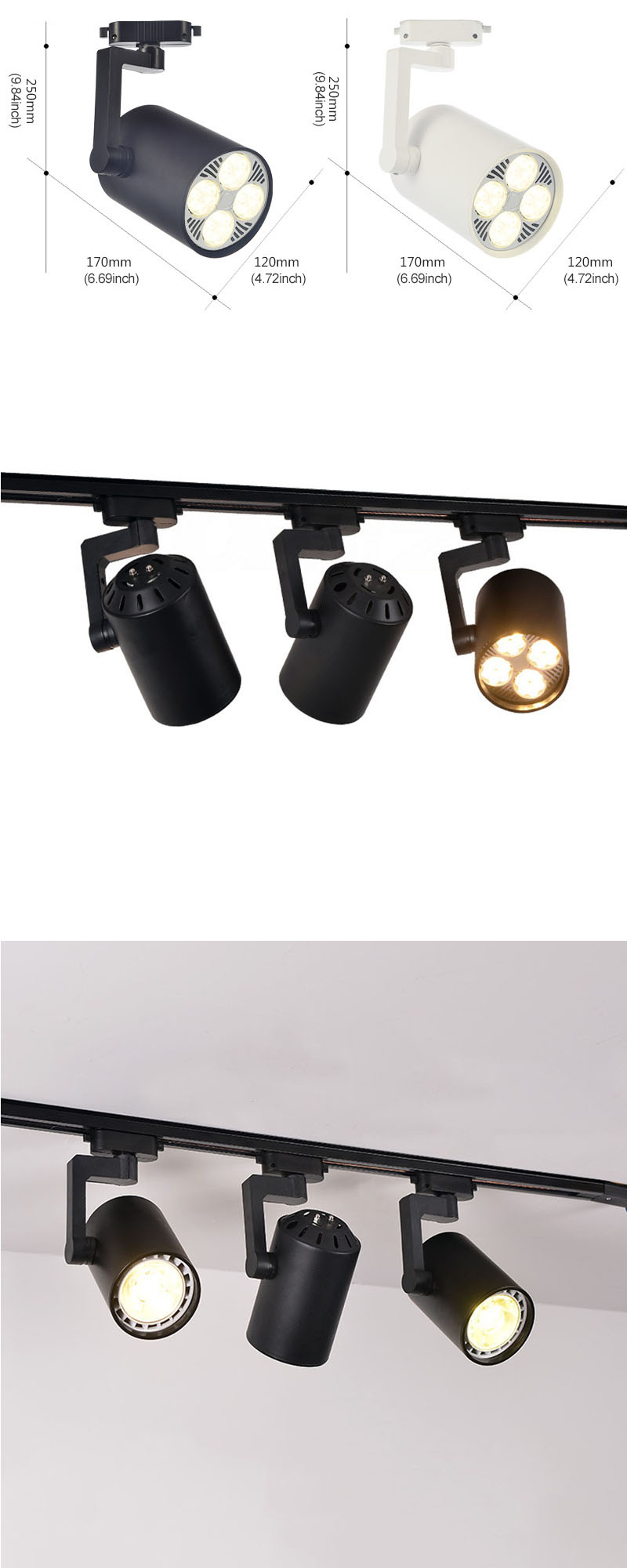 スポットライト ダクトレール用照明 照明器具 玄関照明 店舗照明 黒色